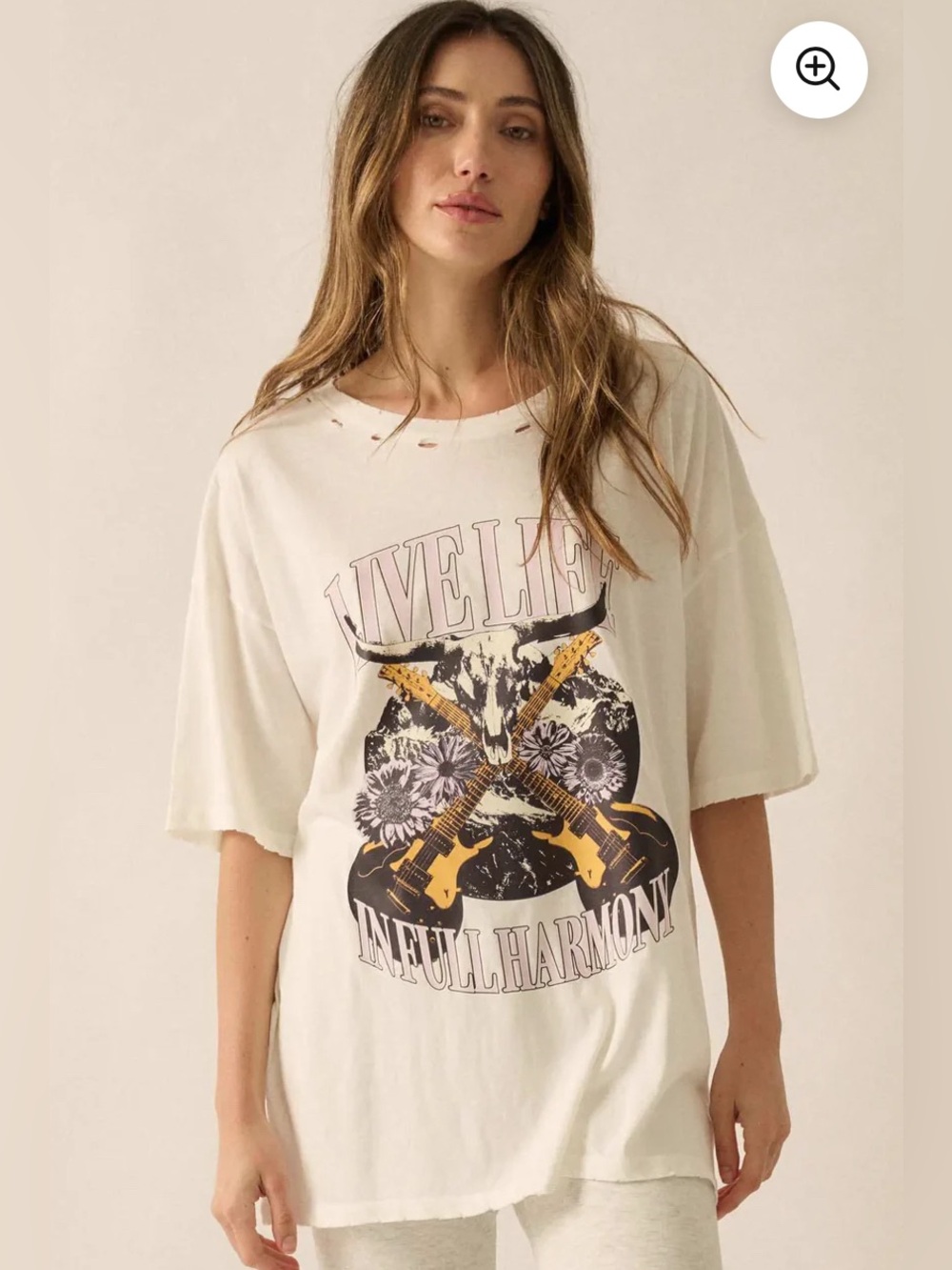 Women’s Cream Graphic Short Sleeve Tee - Live Life In Full Harmony